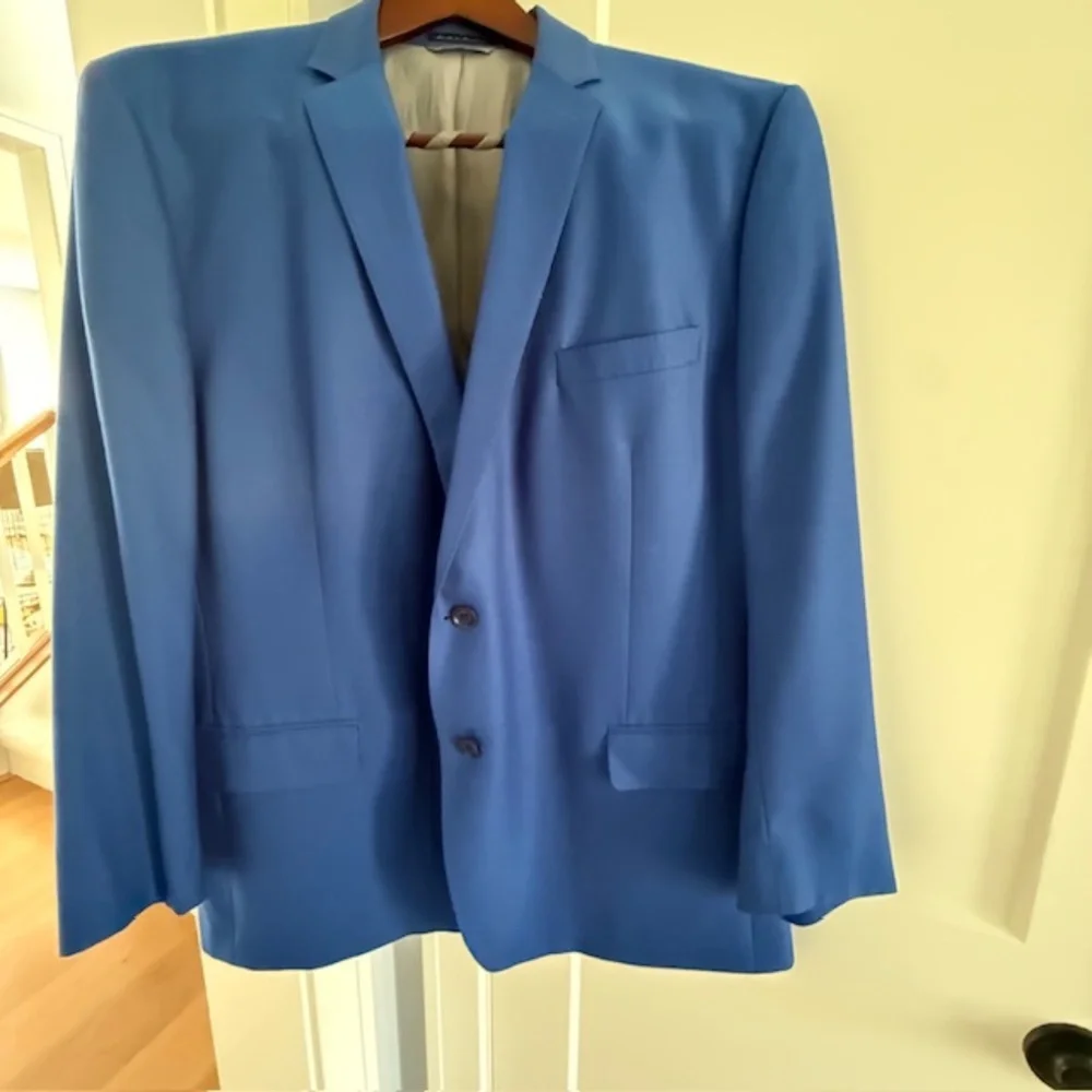 Hart Schaffner Marx Blazer Mens 52R 100% Wool Regular Fit Sports Coat Royal Blue